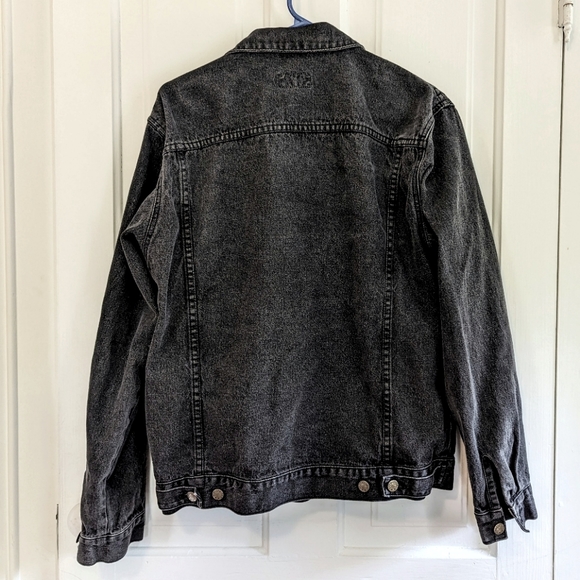 Vintage 80's Black Denim Jacket Men's Size Medium - Picture 3 of 4